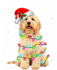 Merry Christmas Golden Doodle Dog Santa Hat Xmas Tree Lights Cute Gift T-Shirt