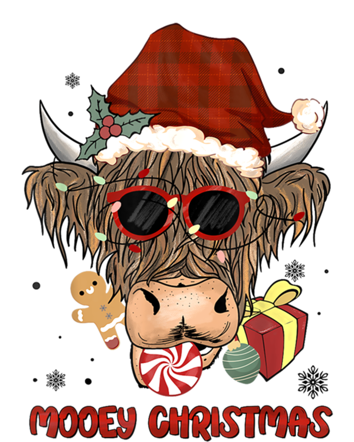 Mooey Christmas Hairy Highland Cow Xmas Light Santa Hat Gift Tall T-Shirt