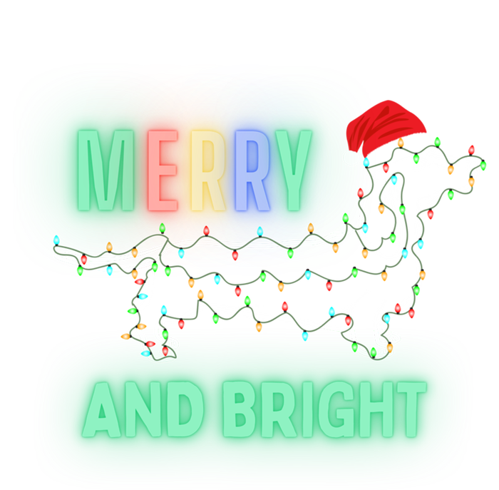 Dachshund In Christmas Lights Santa Hat Merry And Bright Meaningful Gift Tall Sweatshirt