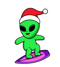 Cute Alien Santa Claus Surfing Women's T-Shirt