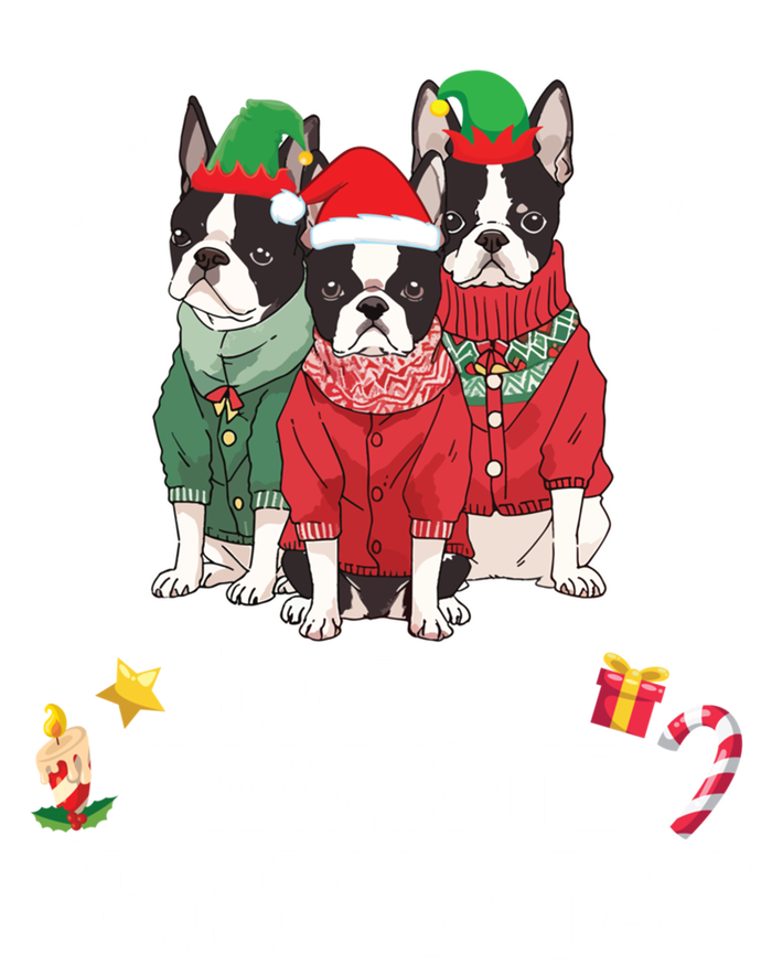 Boston Terrier Dogs Merry Mom Dad Have A Pawsome Christmas Gift Kids Sweatshirt