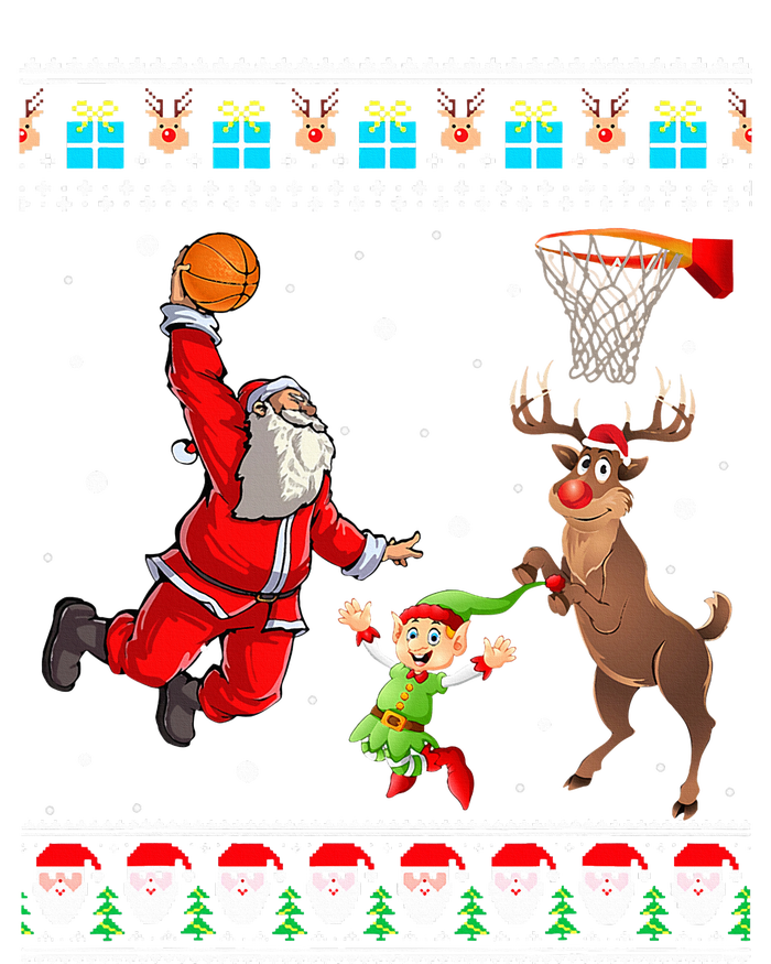 Santa Reinder Elf Are Playing Basketball Christmas Performance Long Sleeve Polo