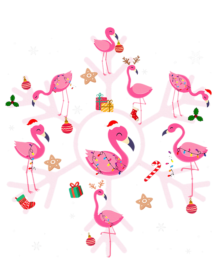 Christmas Flamingo Santa Hat Xmas Lights Flamingo Snowflakes  Long Sleeve Shirt