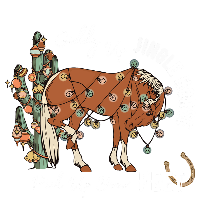 Giddy Up Jingle Horse Pick Up Your Feet Cactus Cowboy Christmas Performance Fleece Hoodie