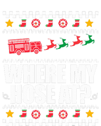 WHERE MY HOSE AT Funny Fireman Ugly Christmas Sweater Meme Cropped Pullover Crew