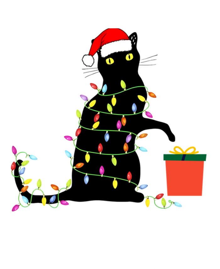 Everything Is Fine Funny Christmas Naughty Cat Xmas Light Cute Gift Short Acrylic Beanie