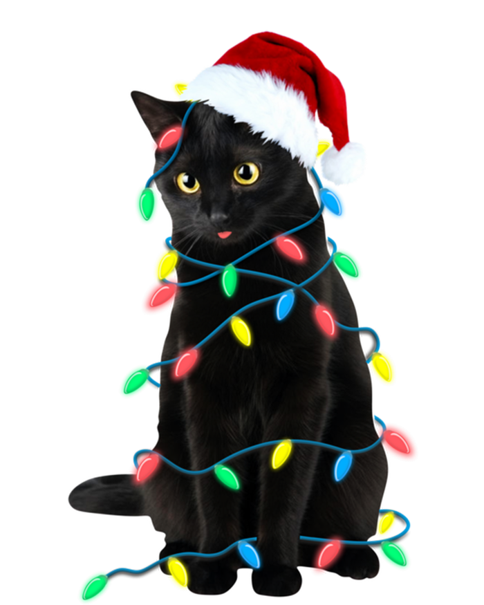 Black Cat Christmas Tree Lights Funny Santa Kitten Led Light Gift Toddler Sweatshirt