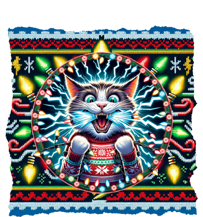 Fried Pussycat Ugly Christmas Cat Chewing Christmas Lights Cool Gift T-Shirt