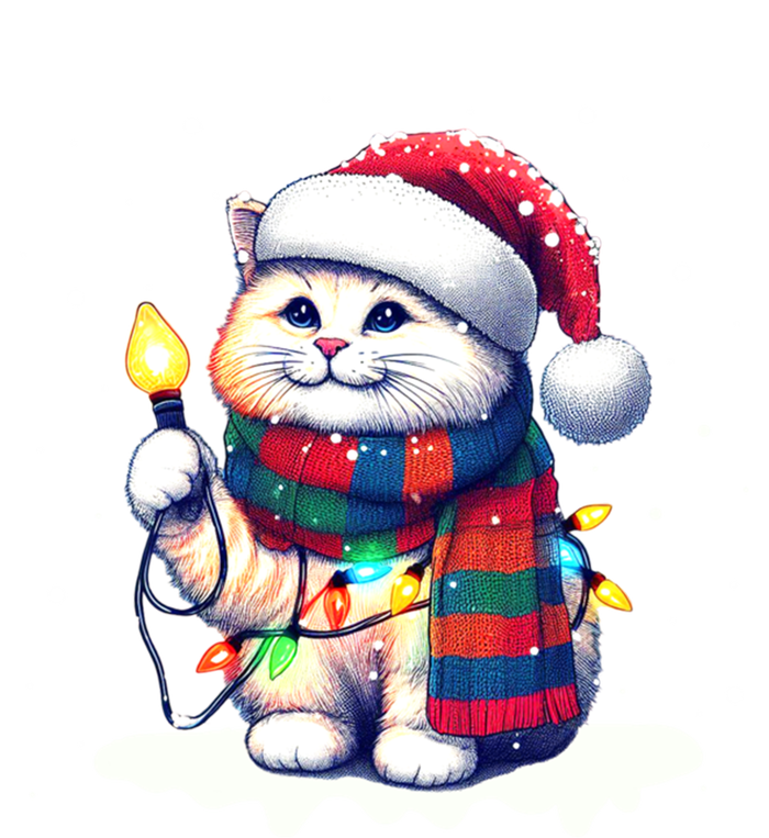 Funny Santa Cat Tangled Up In Christmas Lights Holiday Xmas Gift Canvas