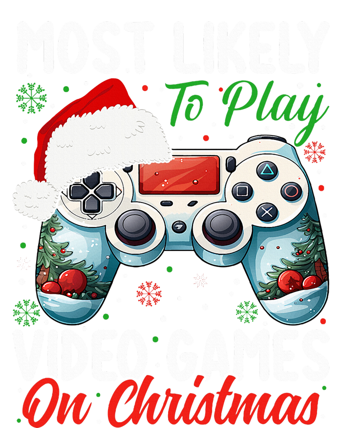 Most Likely To Play Video Games On Christmas Funny Gamer  Insulated Varsity Jacket