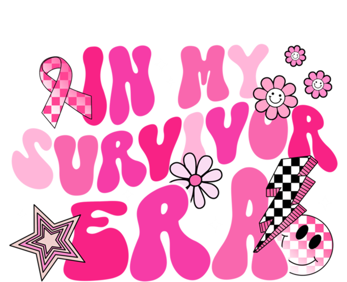 In My Survivor Era Pink Groovy Retro Breast Cancer Awareness Gift Women's Racerback Tank