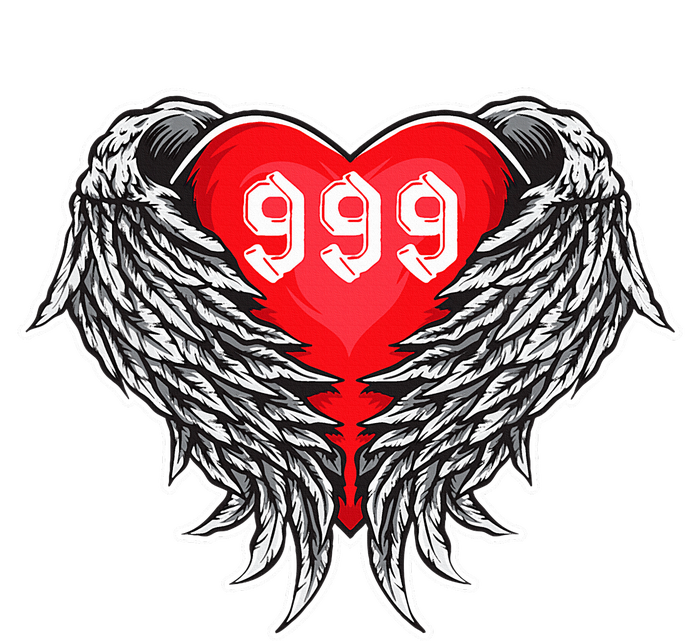 Angel Number 999 With Heart And Wings Of Angel  Women's V-Neck T-Shirt