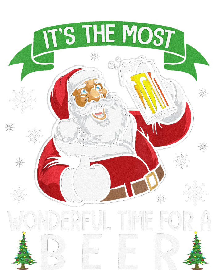 Funny Santa Drinking Beer ItS The Most Wonderful Time For A Beer Ladies Long Sleeve Shirt