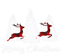 Merry Christmas Buffalo Plaid Reindeer Tree  Womens Funnel Neck Pullover Hood