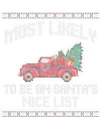 Most Likely To Be On Santas Nice List Funny Ugly Christmas Women's Knotted Racerback Tank