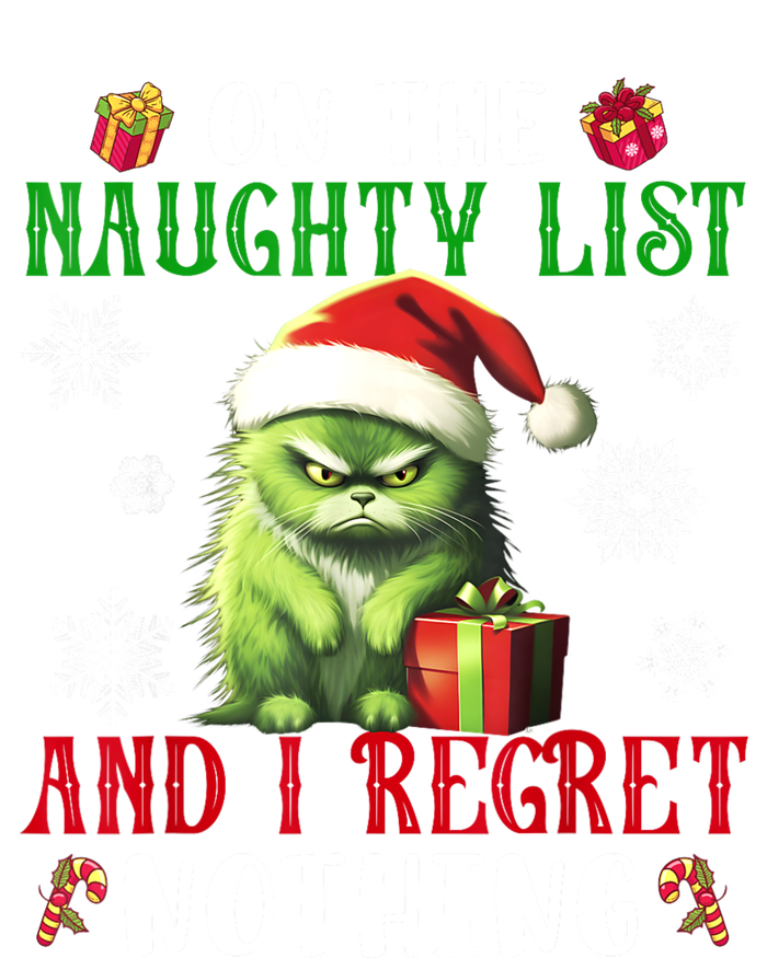 On The Naughty List And I Regret Nothing Cat Christmas Lover T-Shirt