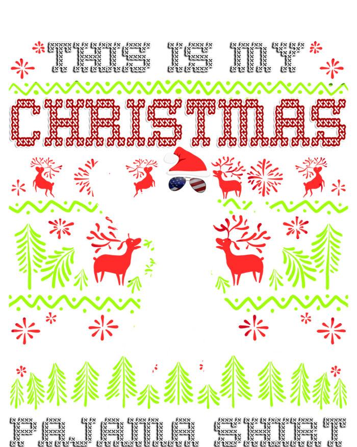 My Christmas Pajama Gift Funny Retro Bigfoot Ugly Xmas Gift Pom Pom 12in Knit Beanie