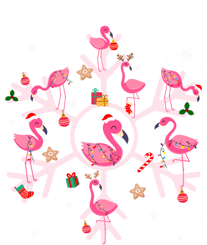 Christmas Flamingo Santa Hat Xmas Lights Flamingo Snowflakes T-Shirt