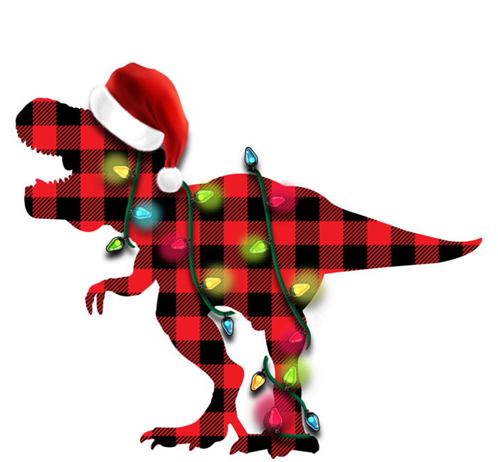 Red Buffalo Plaid Trex Dinosaur Christmas Tree Lights Gift Tall Sweatshirt