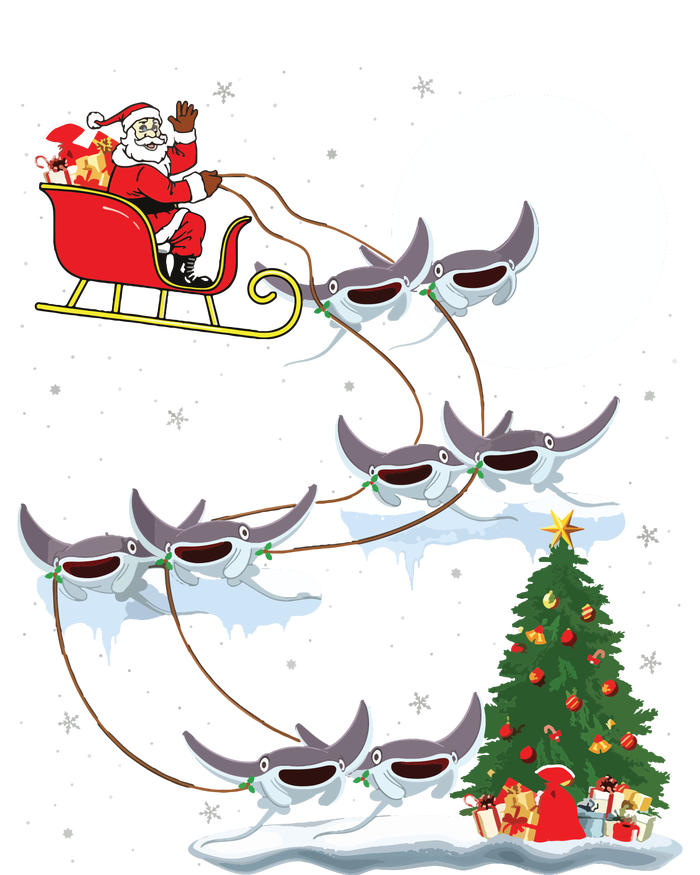 Xmas Lighting Tree Santa Riding Manta Ray Fish Christmas 7-Panel Snapback Hat