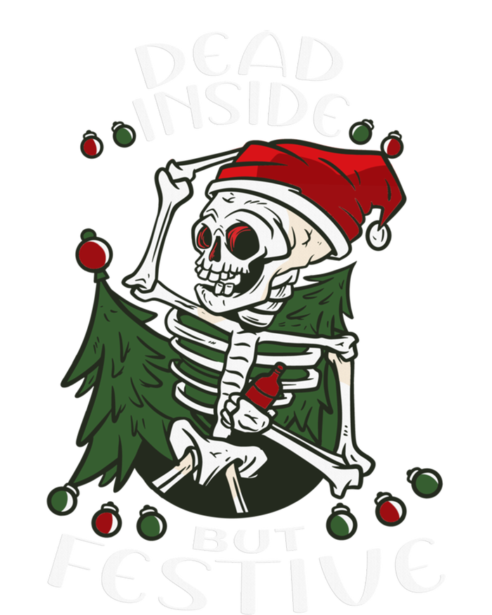 Dead Inside But Festive Drunk Christmas Skeleton Santa Funny Gift Softstyle Adult Sport Polo