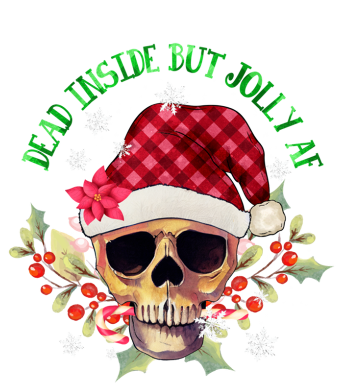 Dead Inside But Jolly Af Funny Christmas Skeleton Sarcastic Cute Gift Striped Beanie with Solid Band