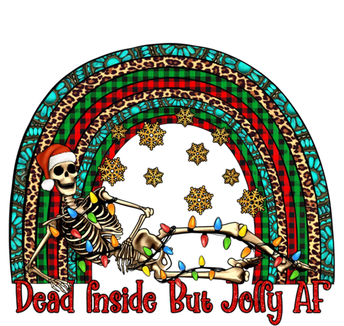 Dead Inside But Jolly Af Rainbow Christmas Skeleton Funny Gift T-Shirt