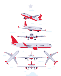 Airplane Christmas Tree Pilot Merry Christmas Xmas Tree Funny Gift Canvas