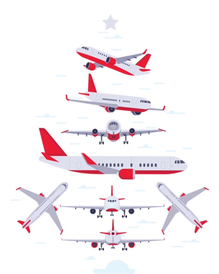 Airplane Christmas Tree Pilot Merry Christmas Xmas Tree Funny Gift Canvas