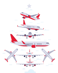 Airplane Christmas Tree Pilot Merry Christmas Xmas Tree Gift T-Shirt