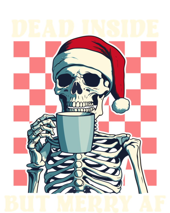 Holiday Skeleton Ing Coffee Dead Inside But Merry Af Cool Gift Striped Beanie with Solid Band