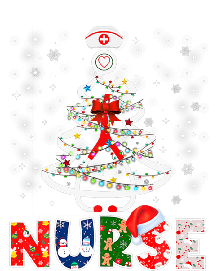 Christmas Nurse Stethoscope Tree Lights Scrub Nursing Xmas Gift T-Shirt