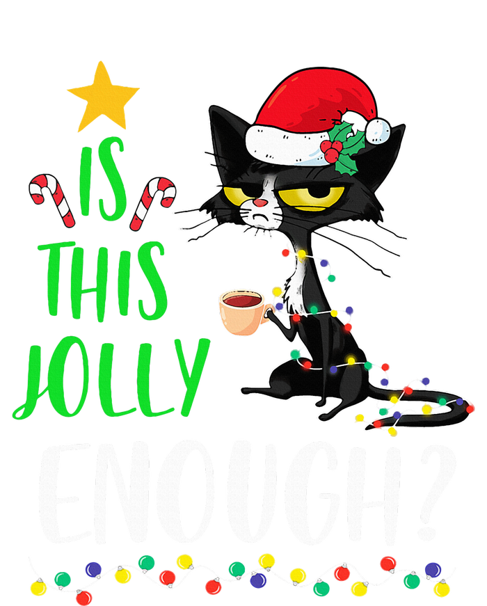 Is This Jolly Enough Black Cat Merry Christmas Tree Lights Sweatshirt Cinch Pack Bag