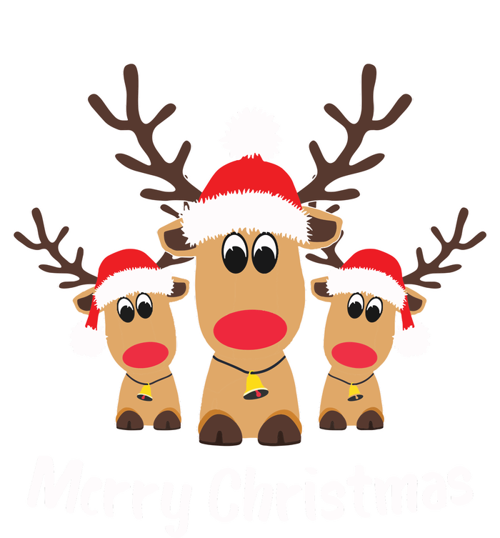 Cute Reindeer Trio Merry Christmas Santa Hat Funny Elk Large Microfiber Waffle Golf Towel