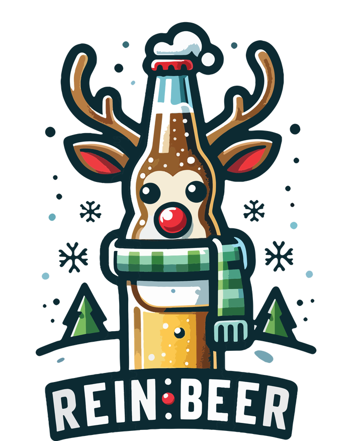 Reinbeers Funny Reindeer Beer Funny Christmas Drinking Women's Knotted Racerback Tank