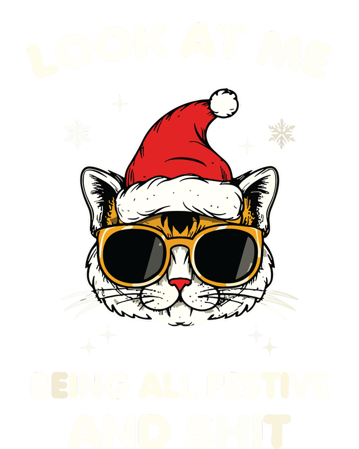 Look At Me Being All Festive And Shits Cat Xmas Ladies Essential Flowy Tank