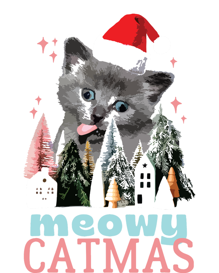 Meowy Catmas Funny Christmas Cat Meme Ugly Xmas Gift Cute Long Sleeve Pajama Set