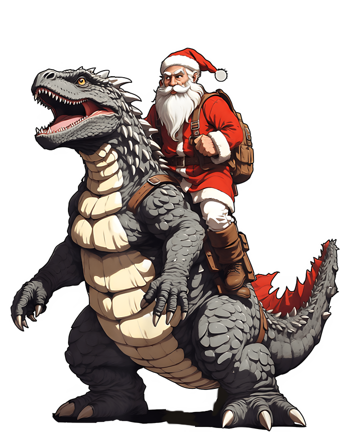 Santa Riding The Japanese Monster Kaiju For Christmas Microfiber Hand Towel