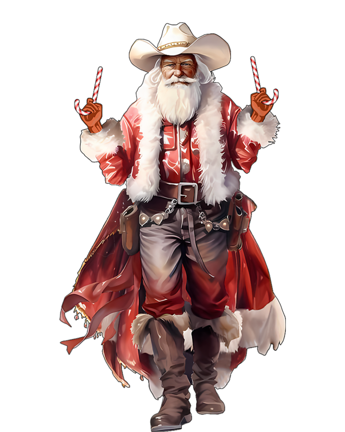 Funny Christmas Western Cowboy Santa Claus And Candy Cane T-Shirt