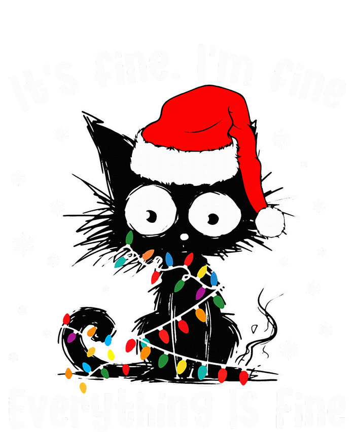 Funny Its Fine Im Fine Everything Fine Cat Christmas  T-Shirt