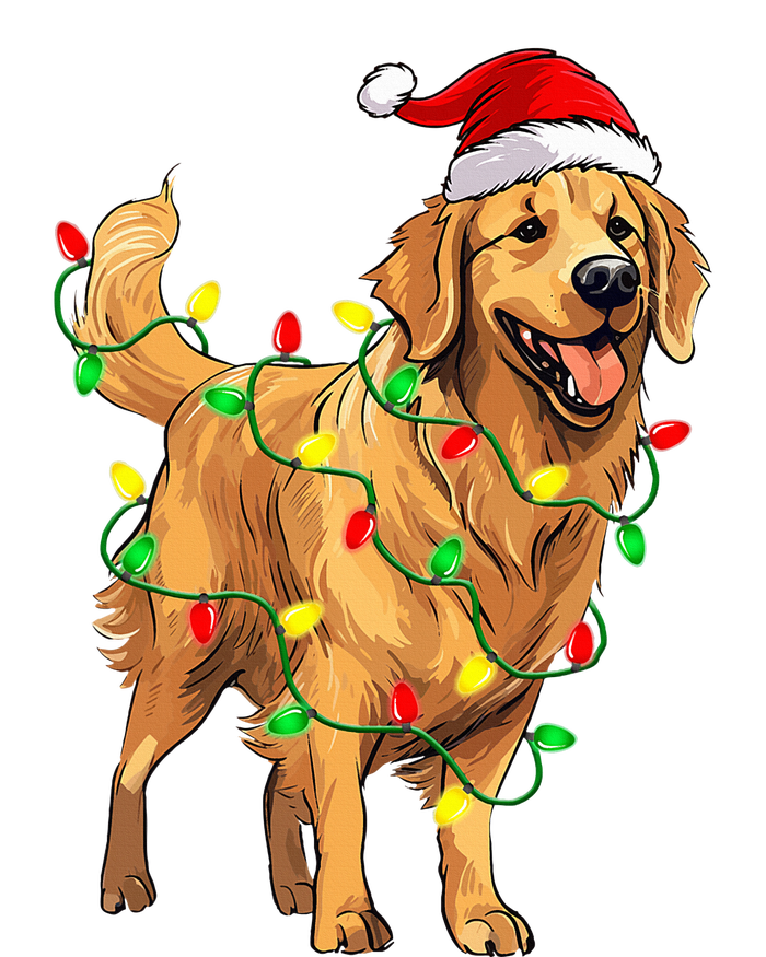 Golden Retriever Christmas Santa Hat Tree Lights Pajama  Softstyle Adult Sport Polo