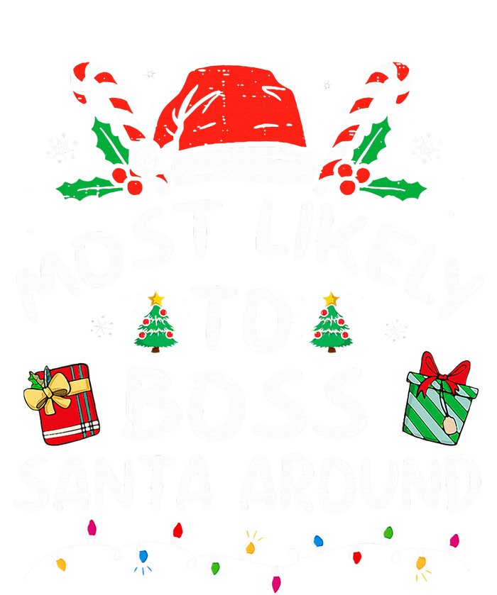 Most Likely To Boss Santa Around Family Matching Christmas  Pom Pom 12in Knit Beanie