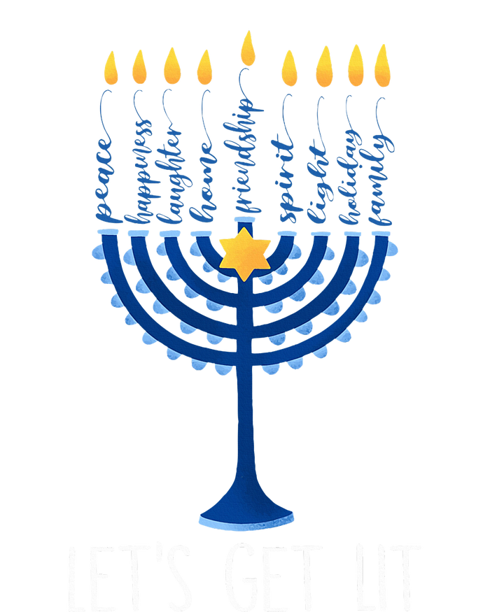 Lets Get Lit Happy Hanukkah Menorah Jewish  T-Shirt