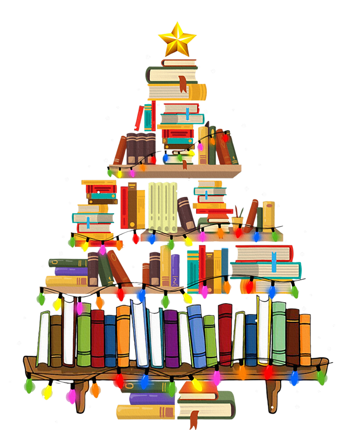 Christmas Library Tree Lights For Librarian And Book Lover  Drawstring Bag