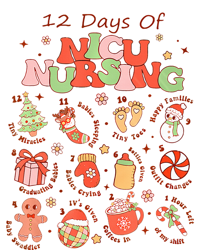 12 Days Of NICU Unit Nursing Funny NICU Nurse Christmas  T-Shirt