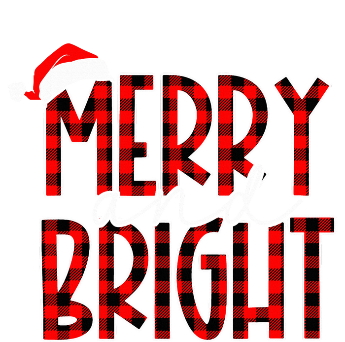 Merry and Bright Buffalo Plaid Red Santa Hat Christmas Xmas  T-Shirt