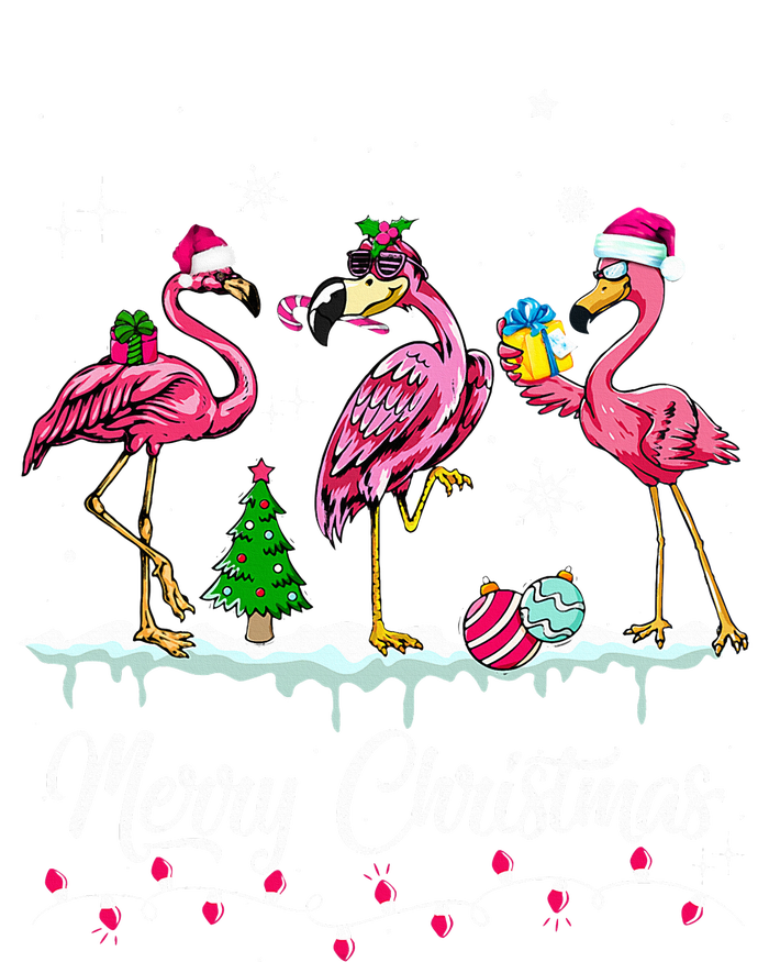 Merry Christmas Hat Santa Flamingo Snow Xmas Pajamas  Metallic Star Ornament