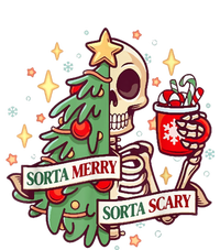 Sorta Merry Sorta Scary Skeleton Xmas Tree Christmas Funny Cropped Pullover Crew