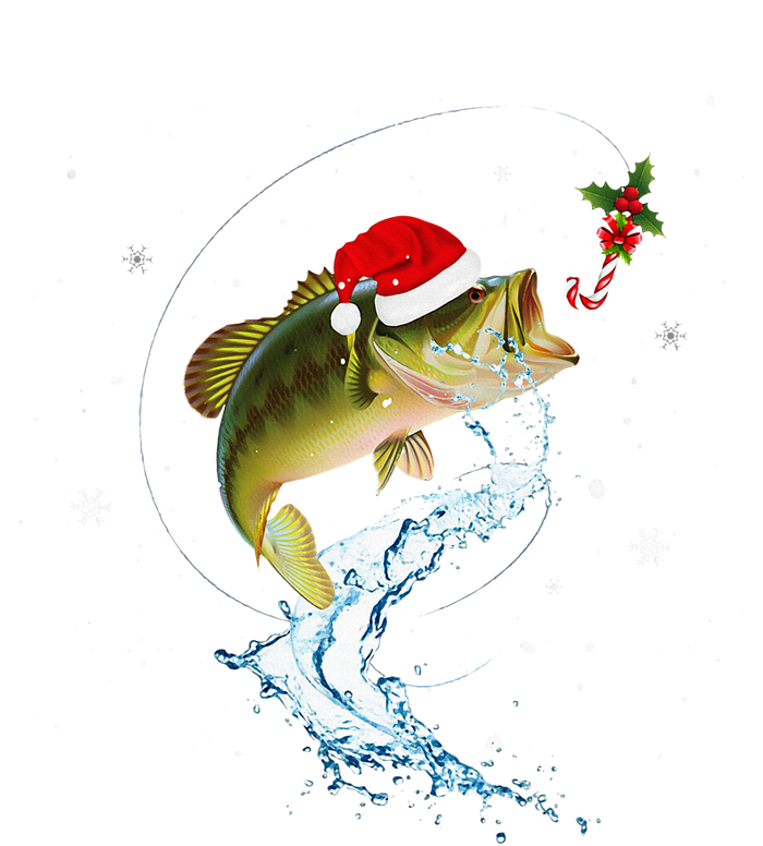 Funny Bass Fishing Santa Hat Christmas Pajama Fisher Fish T-Shirt