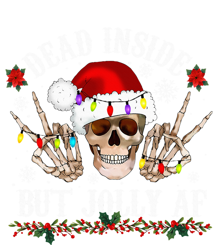 Dead Inside But Jolly AF Funny Christmas Funny Skull Design Kids Hoodie